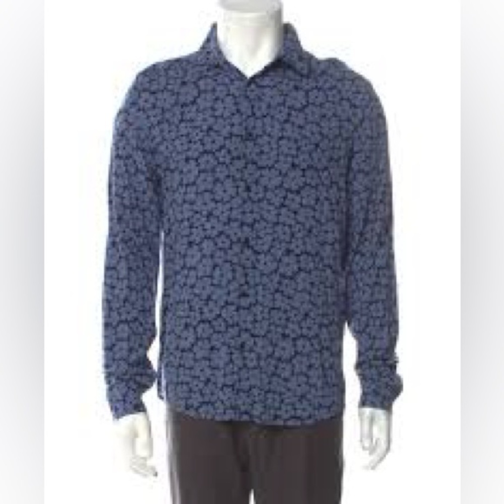 Sandro Blue Floral Dress Shirt